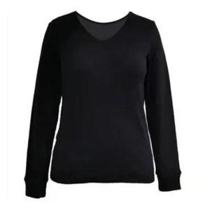 West Loop Women's Long Sleeve V-Neck Shirt - Black - Size L wts216